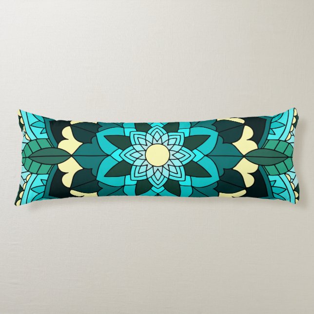 Mandala Mönster 02 i aqua Kroppskudde (Framsidan)
