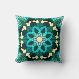 Mandala Mönster 02 i aqua Kudde