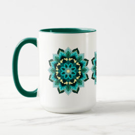 Mandala Mönster 02 i aqua Mugg