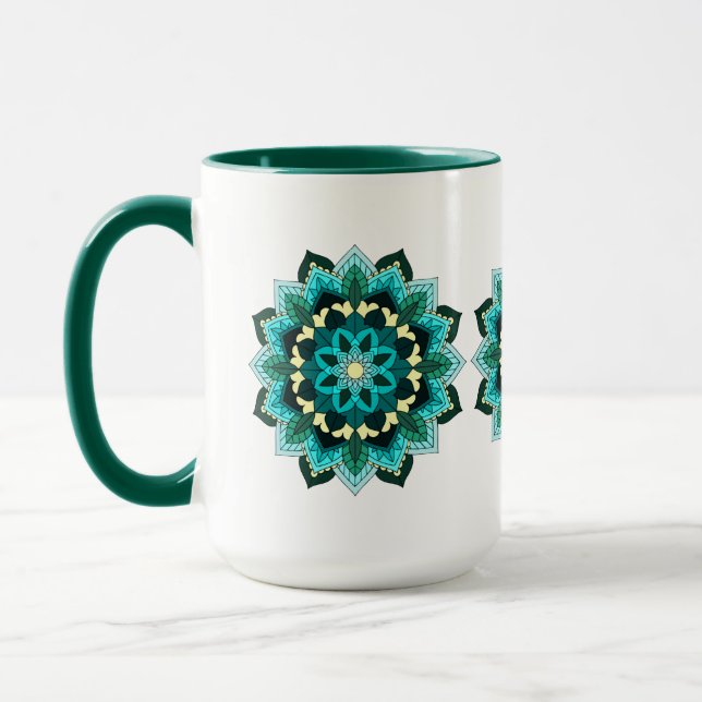 Mandala Mönster 02 i aqua Mugg (Vänster)