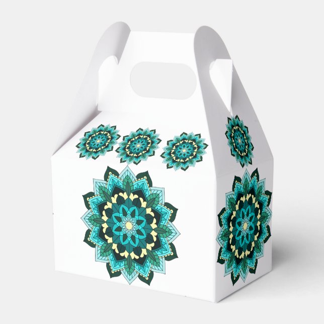 Mandala Mönster 02 i aqua Presentaskar (Framsidan Sidan)