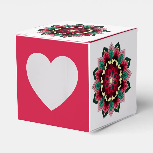 Mandala Mönster 02 i djupt rosa Favorbox Presentaskar (Framsidan Sidan)