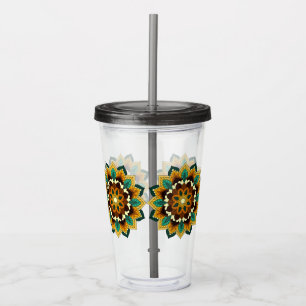 Mandala Mönster 02 i gult och tan Akryltumbler Take Away Mugg