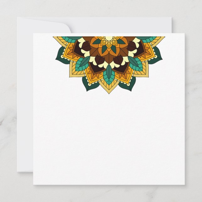 Mandala Mönster 02 i gult och tan Anteckningskort (Framsida)