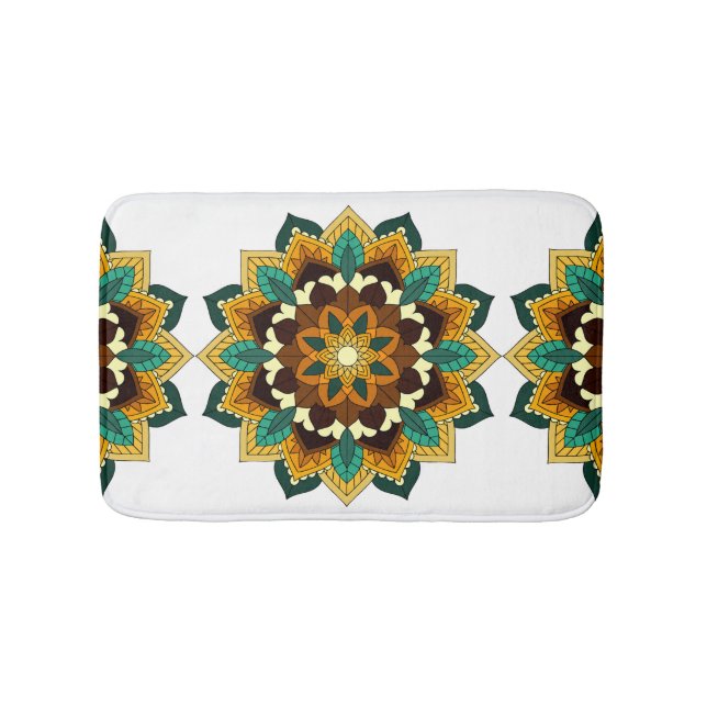 Mandala Mönster 02 i gult och tan Badrumsmatta (Framsidan)