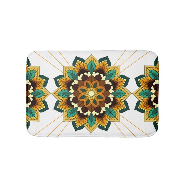 Mandala Mönster 02 i gult och tan Bath Mat Badrumsmatta (Framsidan)