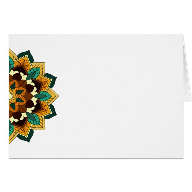 Mandala Mönster 02 i gult och tan Hälsningskort (Framsidan Horizontal)