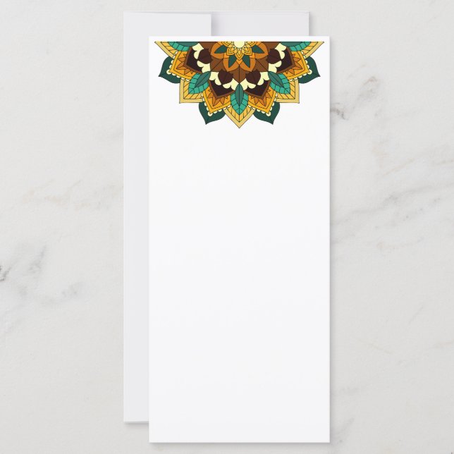 Mandala Mönster 02 i gult och tan Kort (Framsida)