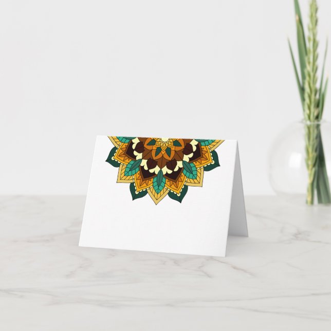 Mandala Mönster 02 i gult och tan Kort (Framsida)