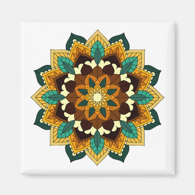 Mandala Mönster 02 i gult och tan Magnet (Framsidan)