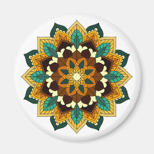 Mandala Mönster 02 i gult och tan Magnet