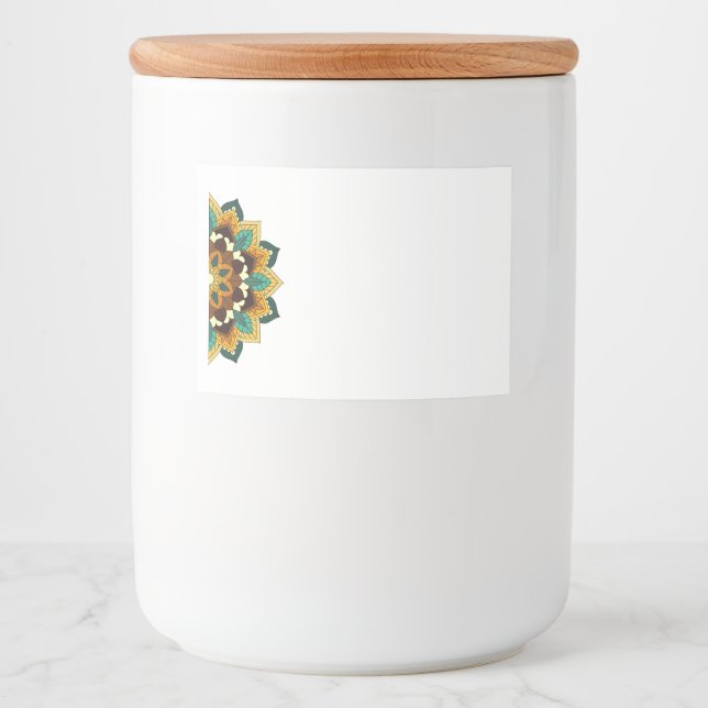 Mandala Mönster 02 i gult och tan Mat Etiketter (Framsida)