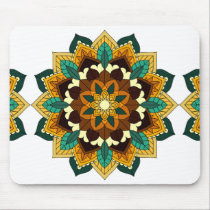 Mandala Mönster 02 i gult och tan Musmatta