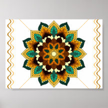 Mandala Mönster 02 i gult och tan