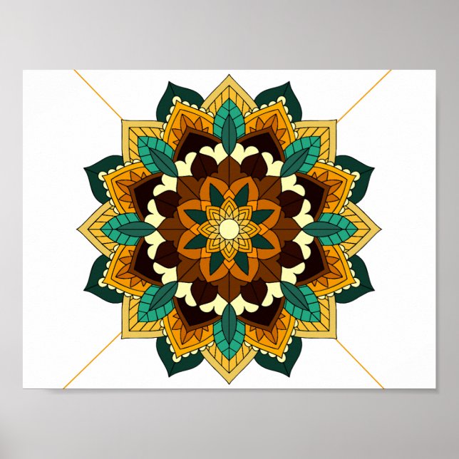 Mandala Mönster 02 i gult och tan Poster (Framsidan)