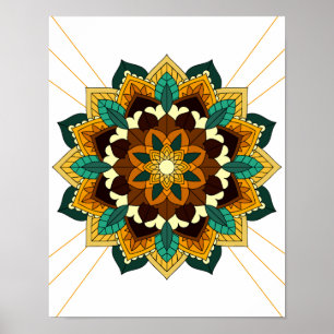 Mandala Mönster 02 i gult och tan Poster