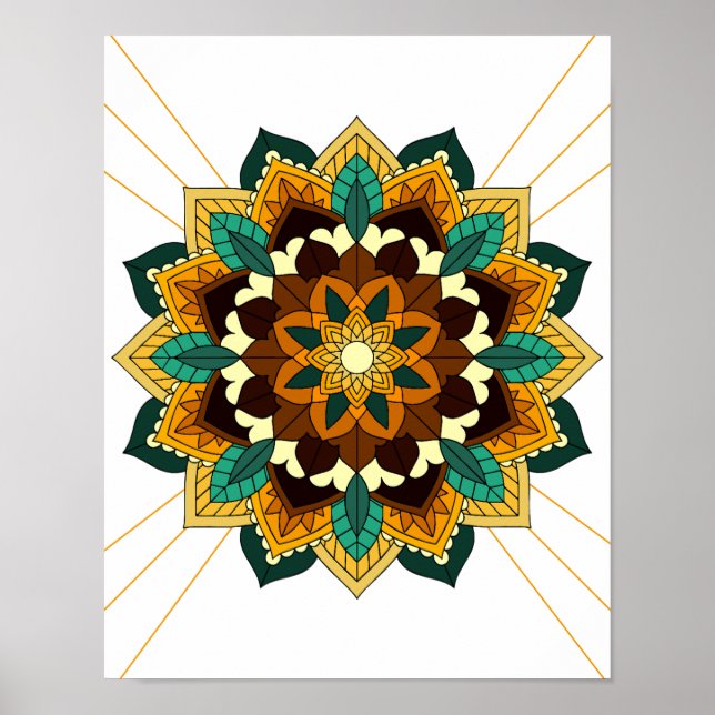 Mandala Mönster 02 i gult och tan Poster (Framsidan)
