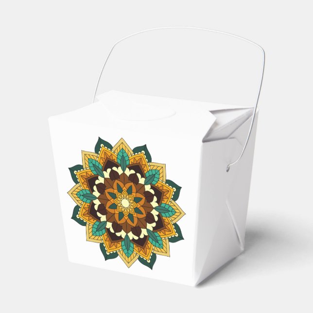 Mandala Mönster 02 i gult och tan Presentaskar (Framsidan Sidan)