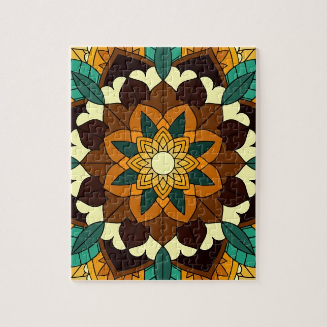 Mandala Mönster 02 i gult och tan Pussel (Vertikal)