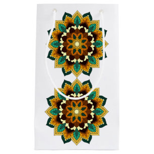 Mandala Mönster 02 i gult och tan Small Gift Bag