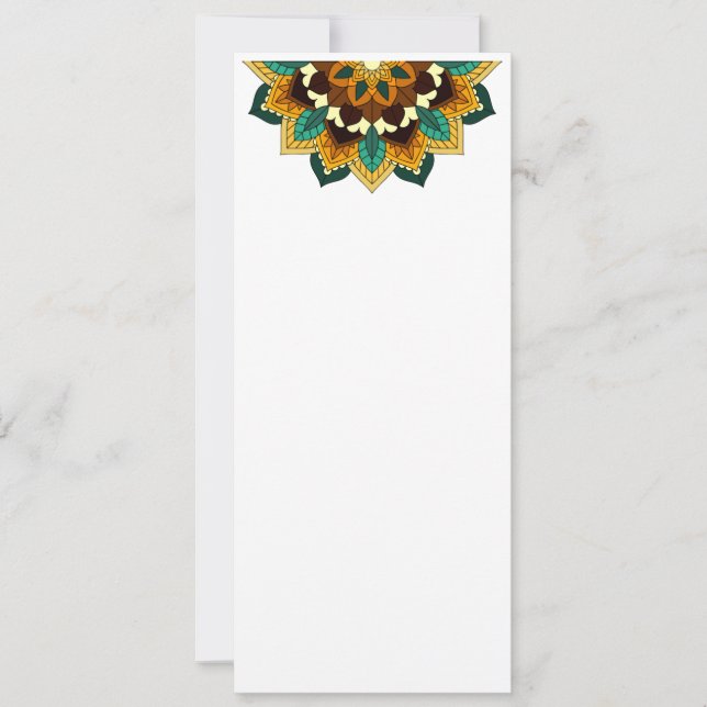 Mandala Mönster 02 i gult och tan Spara Datumet (Framsida)