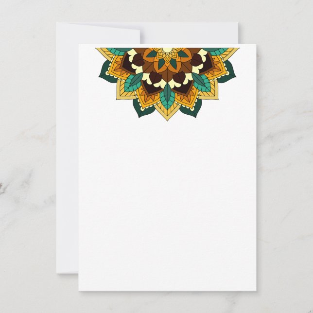 Mandala Mönster 02 i gult- och tankkort Kort (Framsida)