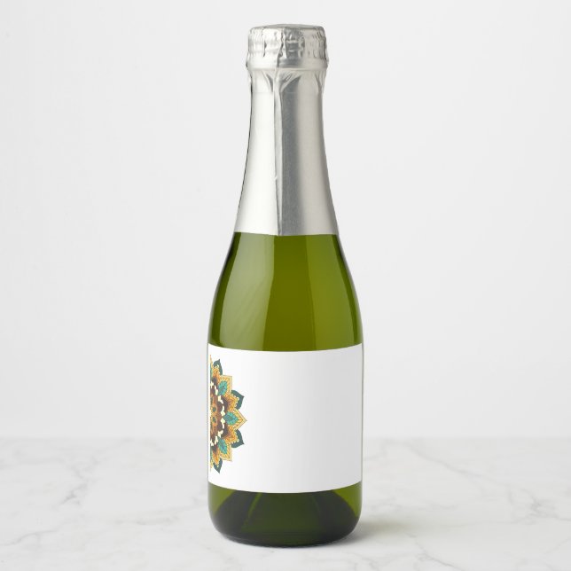 Mandala Mönster 02 i gult & tan Sparkling Vin (Framsida)