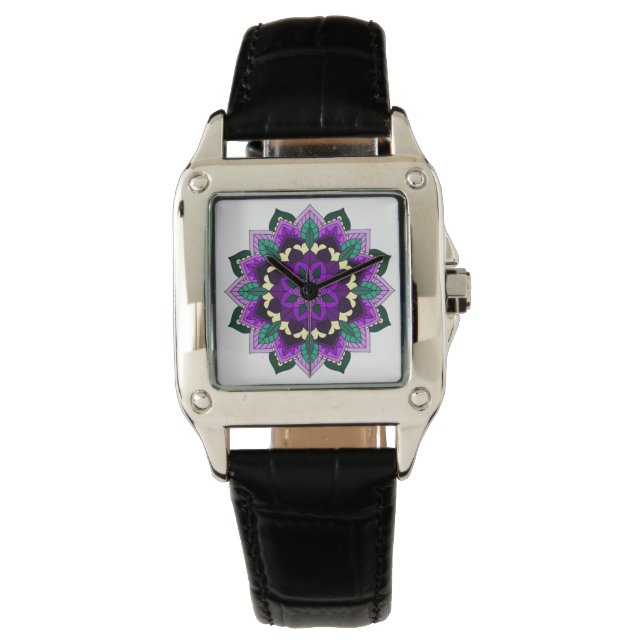 Mandala Mönster 02 i lila Armbandsur (Framsida)