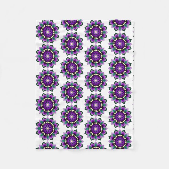 Mandala Mönster 02 i lila Fleecefilt (Framsidan)