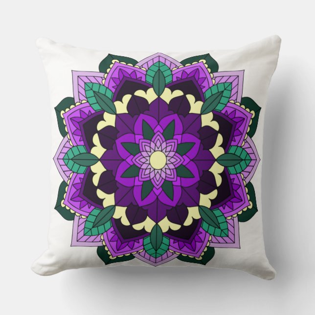 Mandala Mönster 02 i lila Kudde (Framsida)