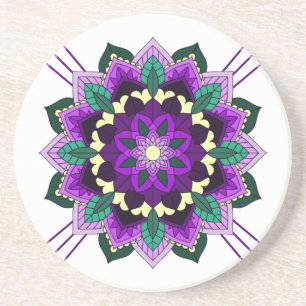 Mandala Mönster 02 i lila Sandstone Underlägg