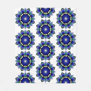 Mandala Mönster 02 i mörk blått Fleece Blanket