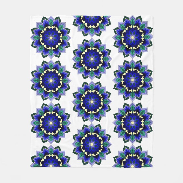 Mandala Mönster 02 i mörk blått Fleece Blanket (Framsidan)