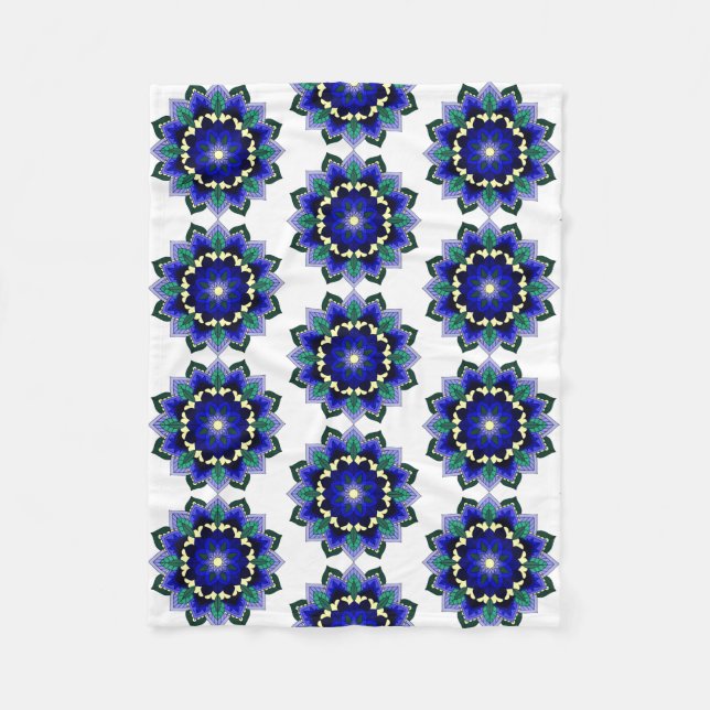Mandala Mönster 02 i mörk blått Fleece Blanket (Framsidan)