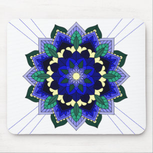 Mandala Mönster 02 i mörk blått mussla Musmatta