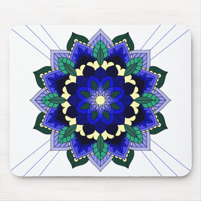 Mandala Mönster 02 i mörk blått mussla Musmatta (Framsidan)