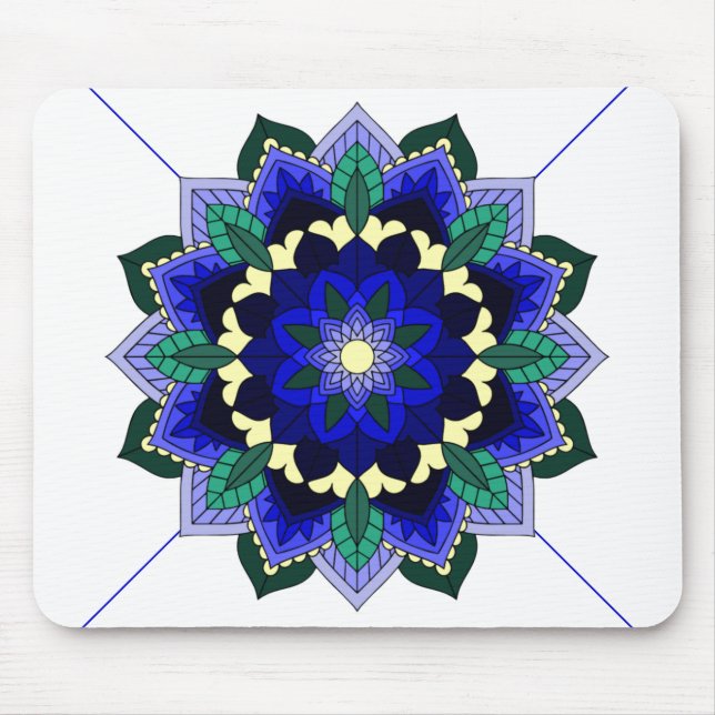 Mandala Mönster 02 i mörk blått mussla Musmatta (Framsidan)