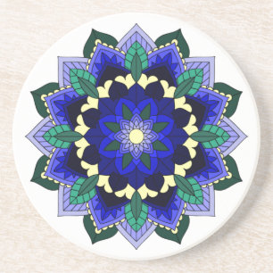 Mandala Mönster 02 i mörk blått Underlägg