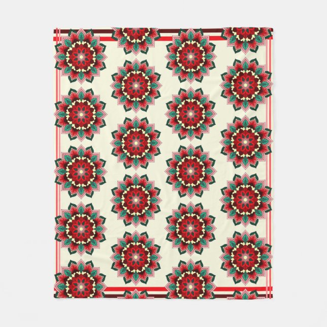 Mandala Mönster 02 i Red Fleece Blanket (Framsidan)
