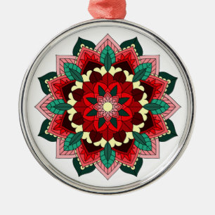Mandala Mönster 02 i Red Metall Ornament