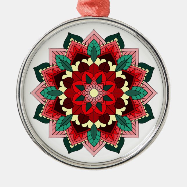 Mandala Mönster 02 i Red Metall Ornament (Framsidan)