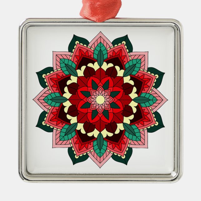 Mandala Mönster 02 i Red Metall Ornament (Framsidan)