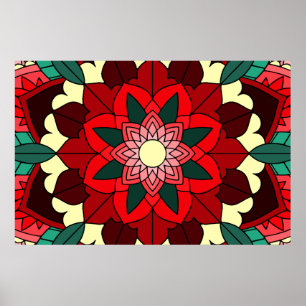 Mandala Mönster 02 i röd Poster