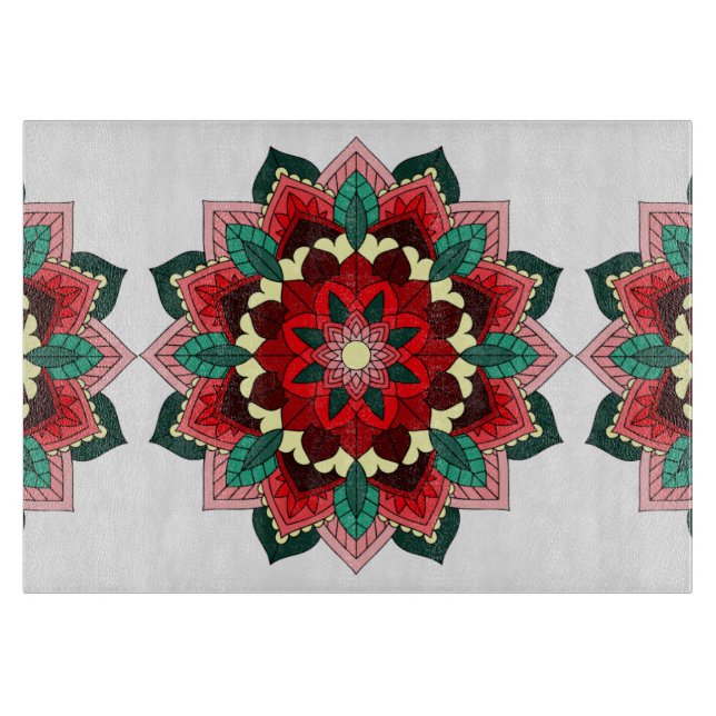 Mandala Mönster 02 i rödspättestyrelsen (Framsidan)