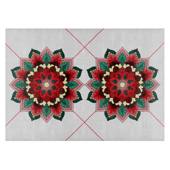 Mandala Mönster 02 i rödspättestyrelsen (Framsidan)