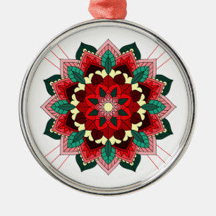 Mandala Mönster 02 i rött Julgransprydnad Metall
