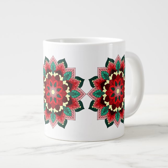 Mandala Mönster 02 i rött Jumbo Mugg (Framsida höger)