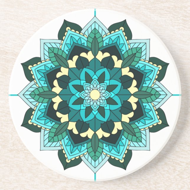 Mandala Mönster 02 in aqua Underlägg (Framsidan)