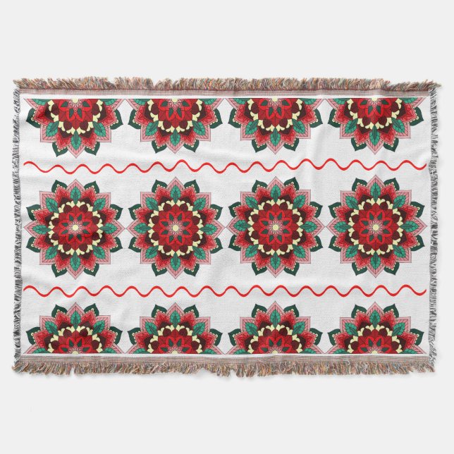Mandala Mönster 02 in red Throw Blanket Filt (Framsidan)
