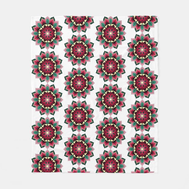 Mandala Mönster 02 på djupt rosa Fleece Blanket (Framsidan)